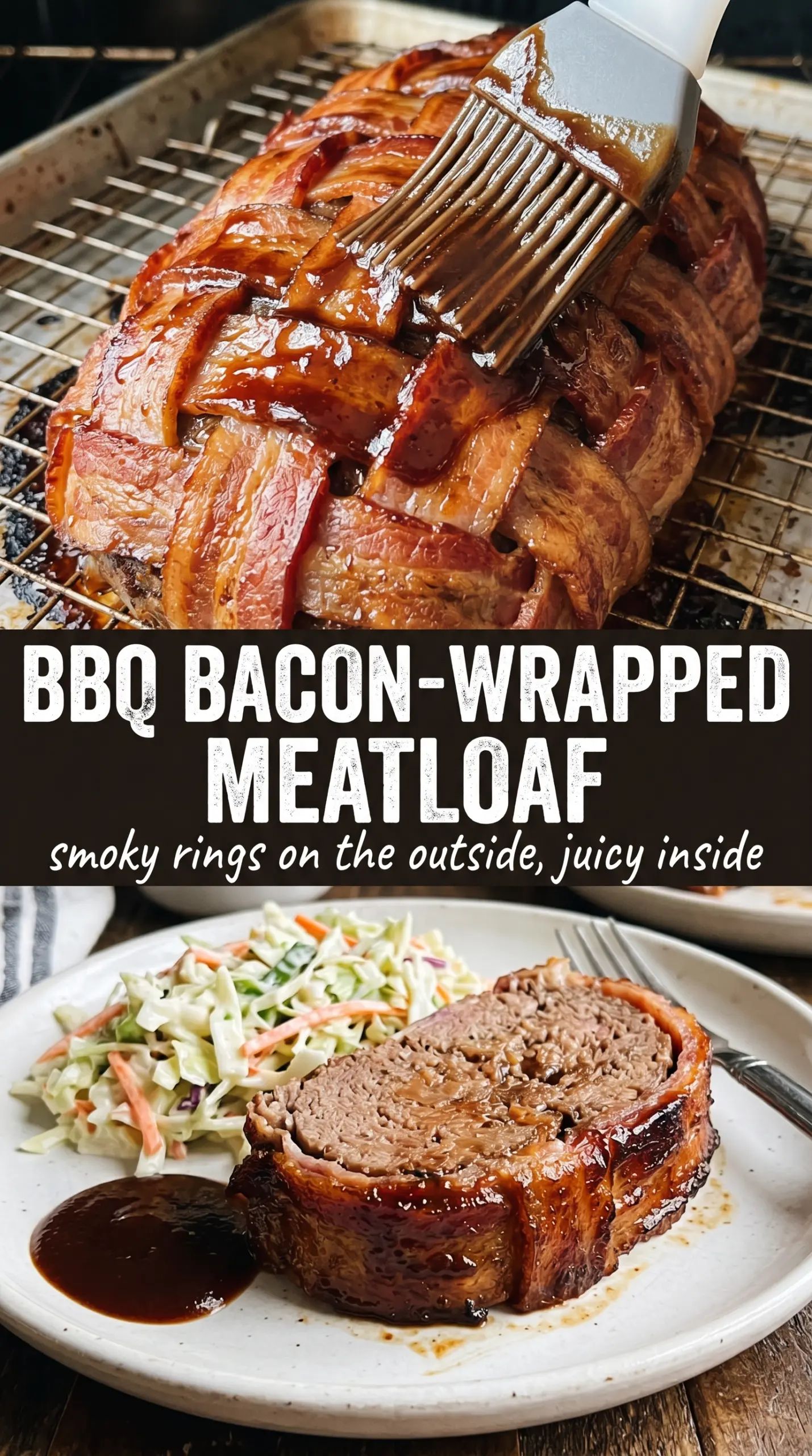 BBQ bacon-wrapped meatloaf smoky glazed