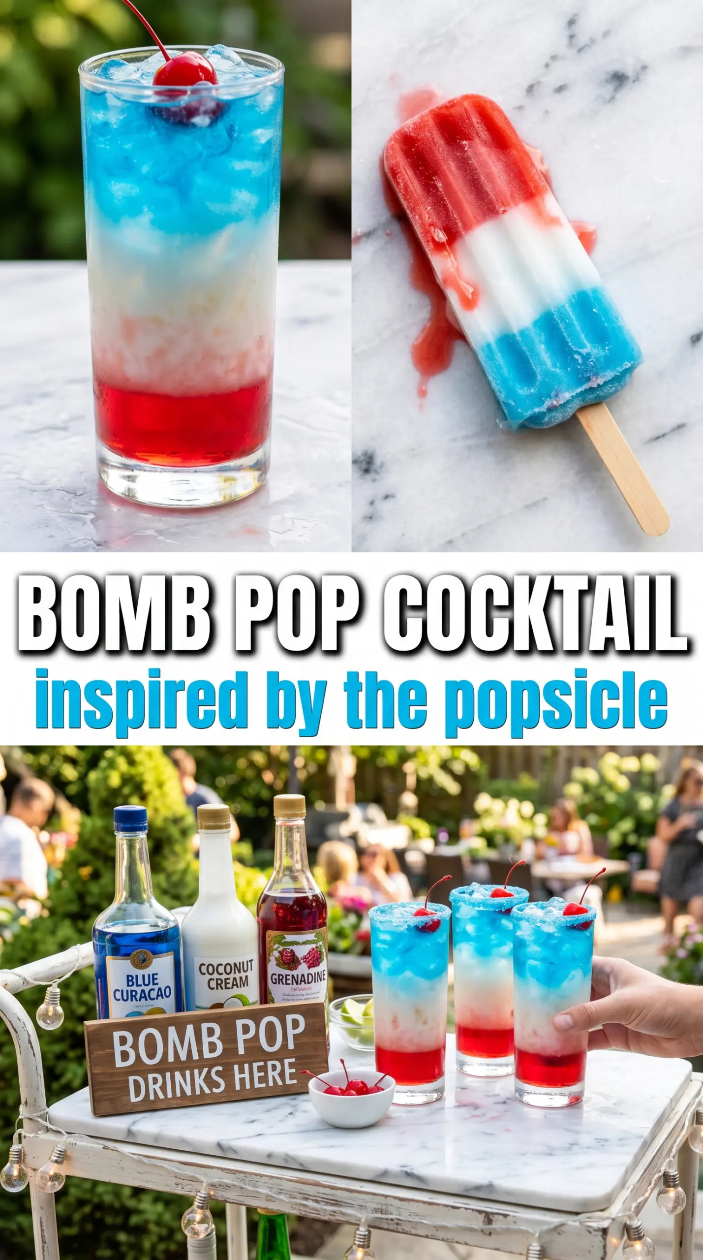 Bomb Pop Cocktail layered, patriotic, icy