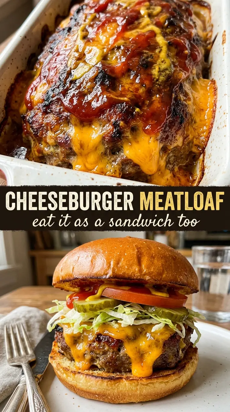 Cheeseburger Meatloaf cheesy, glazed, savory