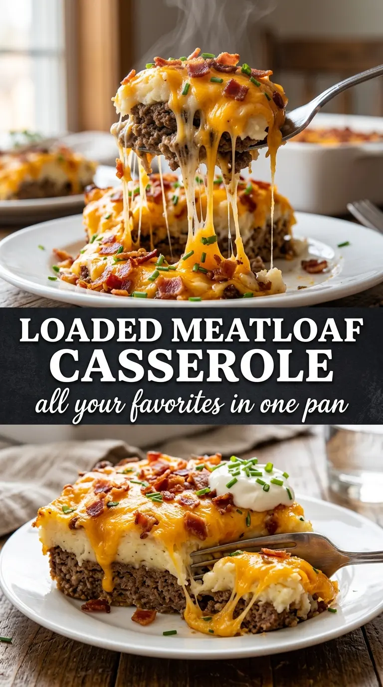 Cheesy Loaded Meatloaf Casserole cheesy bacon jalapeño