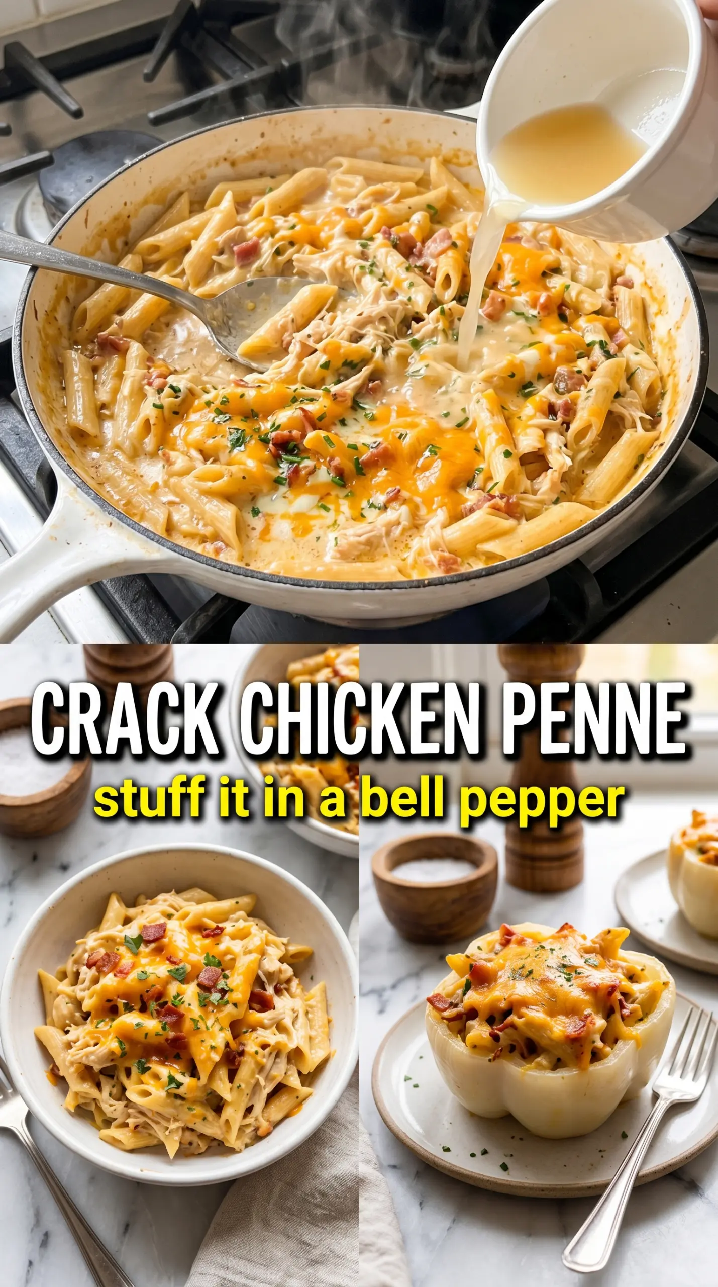 Crack Chicken Penne creamy ranch bacon