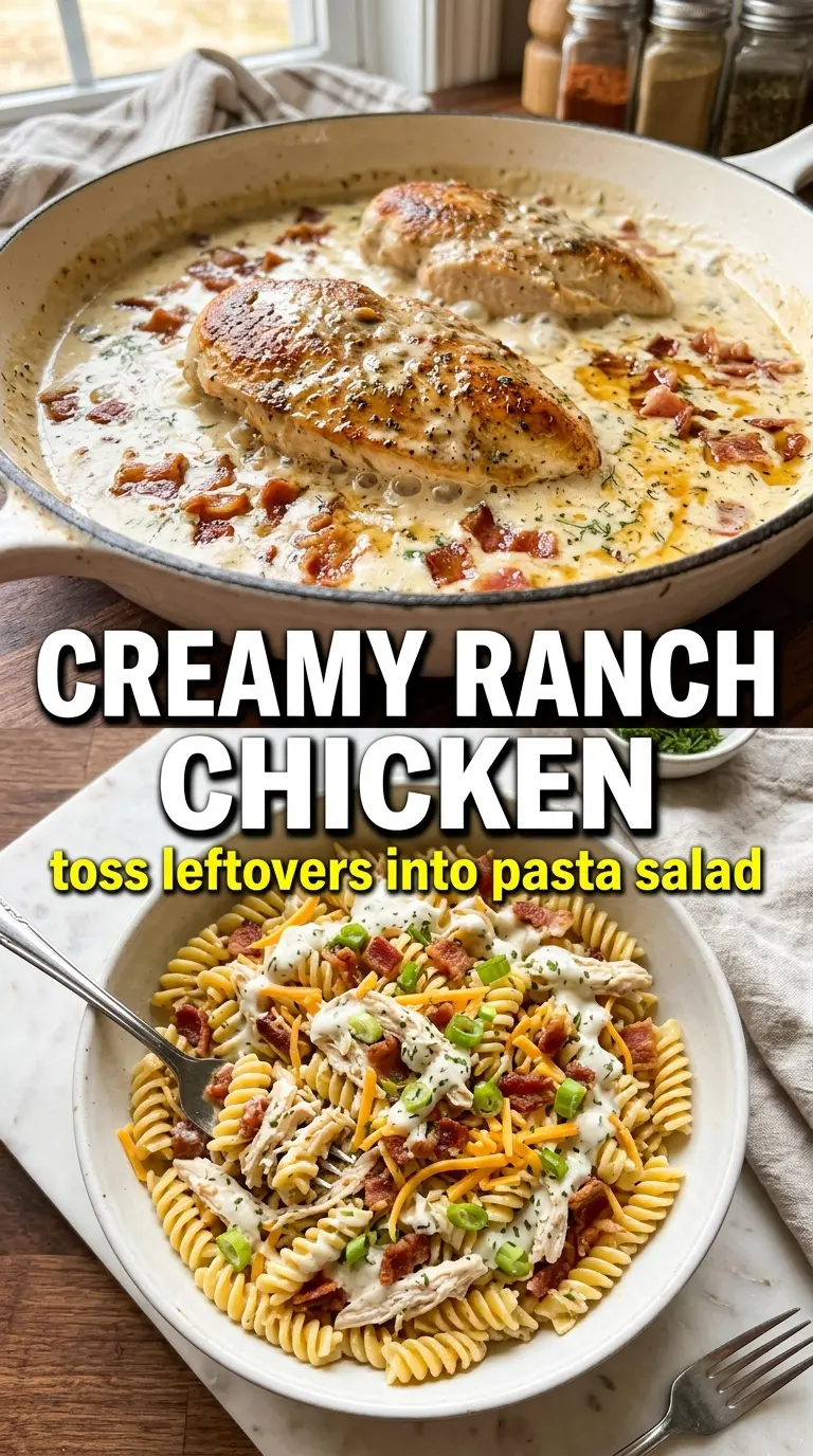 Creamy Ranch Chicken skillet, tangy creamy, herb-flecked