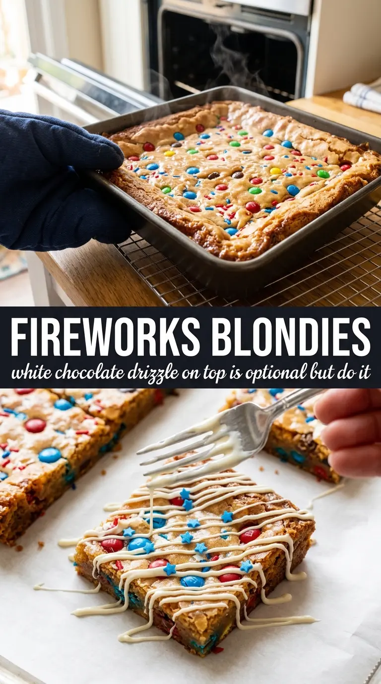 Fireworks Blondies chewy sprinkle-packed
