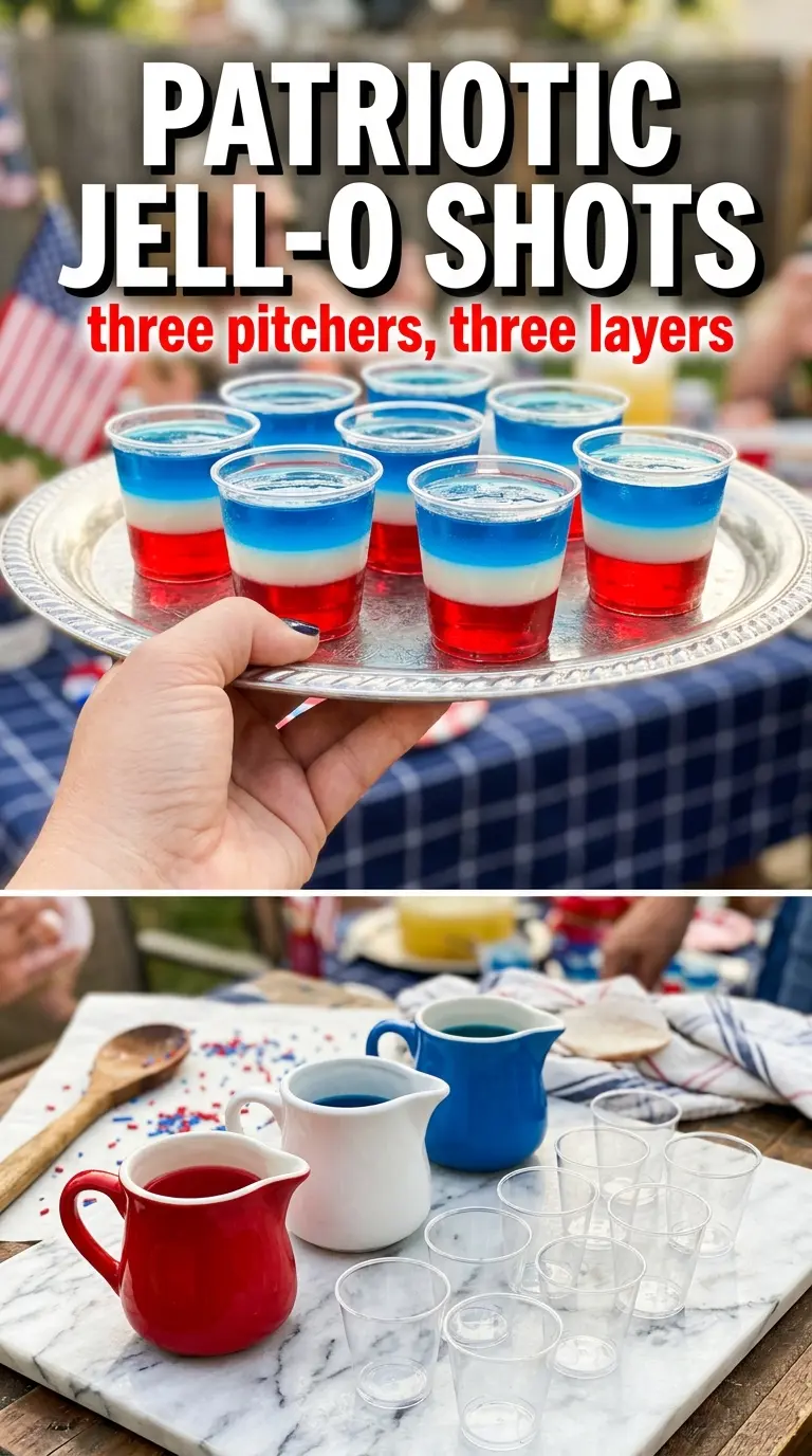 Jell-O Shots red white blue layered