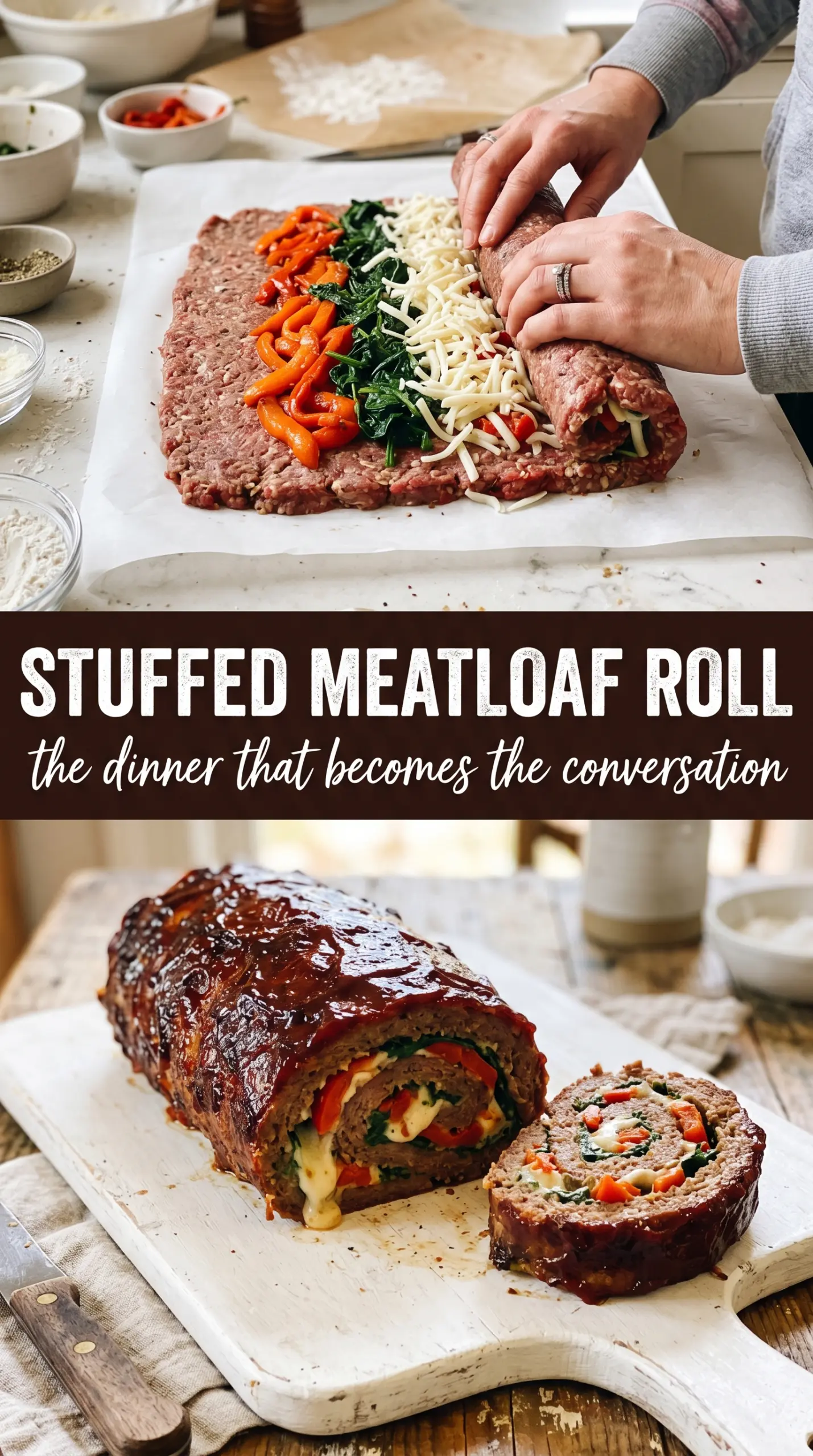 Stuffed Meatloaf Roll cheesy spiral savory