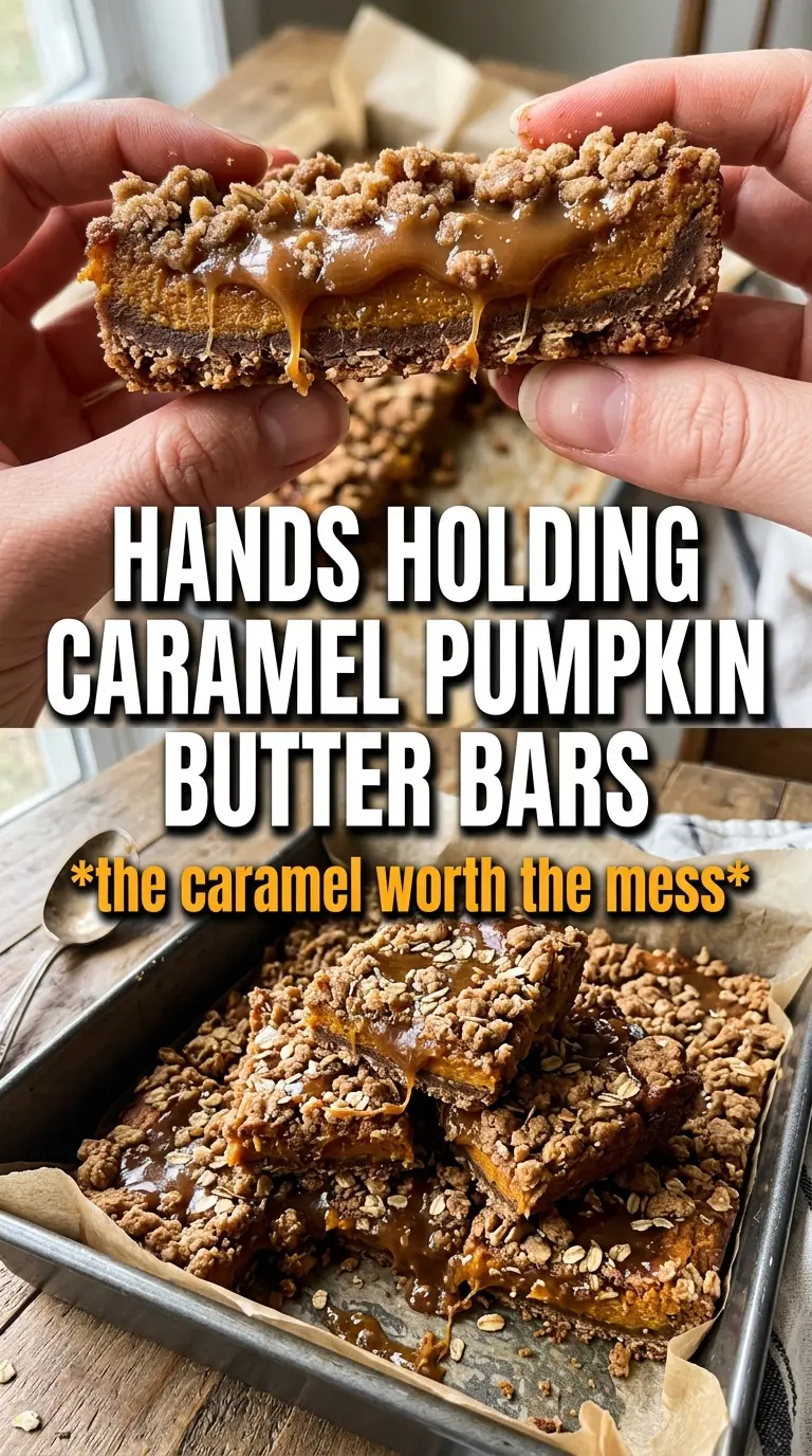 Caramel Pumpkin Butter Bars golden buttery layered bars