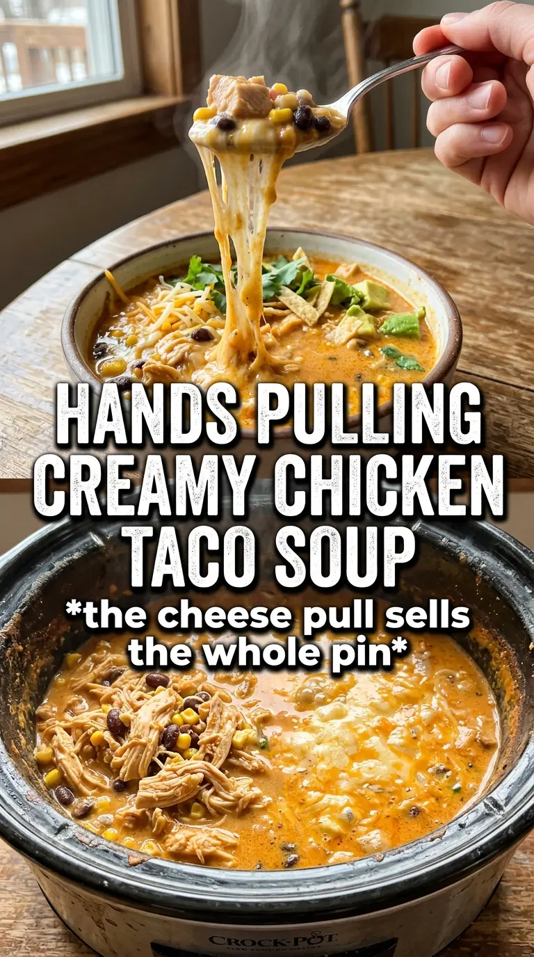 Crockpot Creamy Chicken Taco Soup creamy Tex-Mex