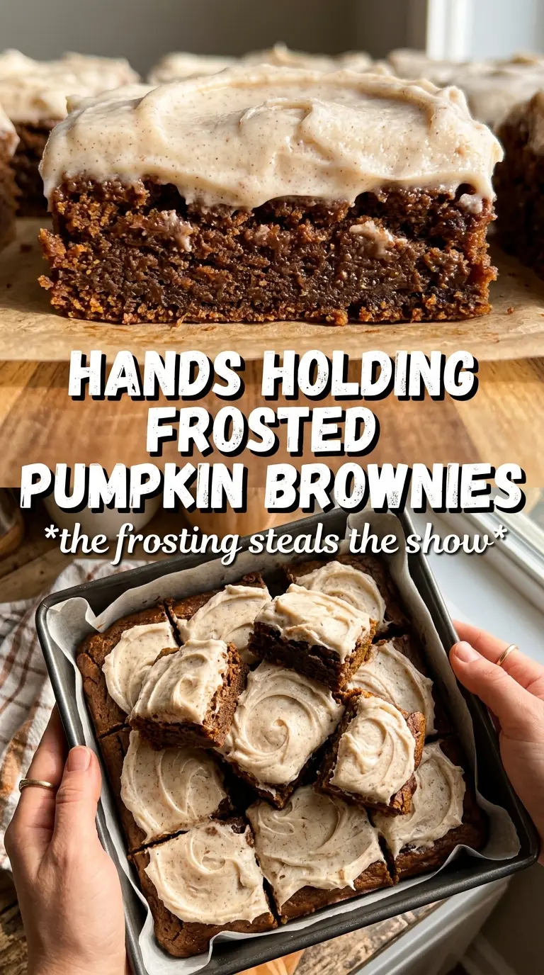 Frosted Pumpkin Brownies thick creamy frosted chocolate
