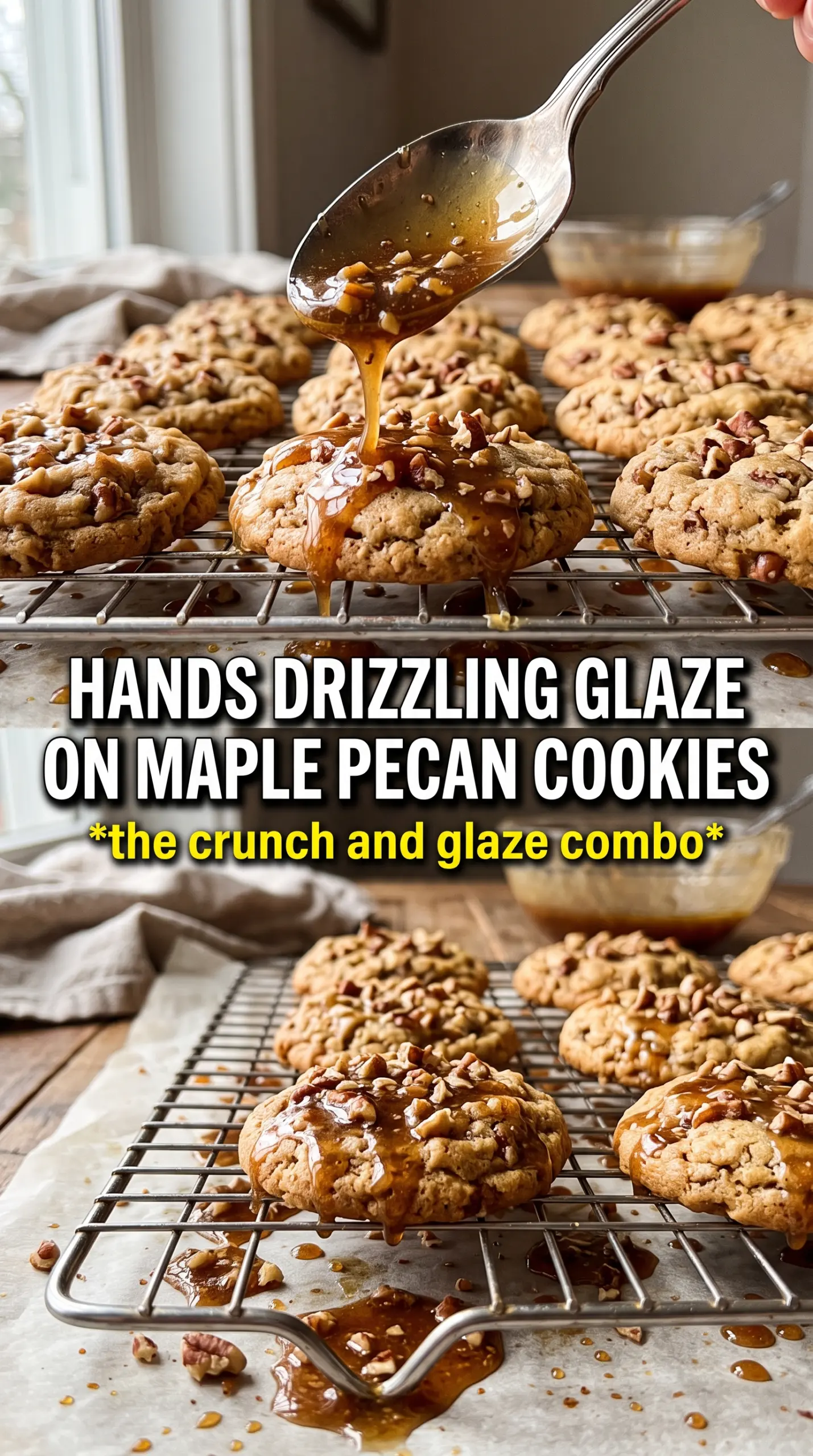Maple Pecan Pumpkin Cookies, toasted pecan glaze