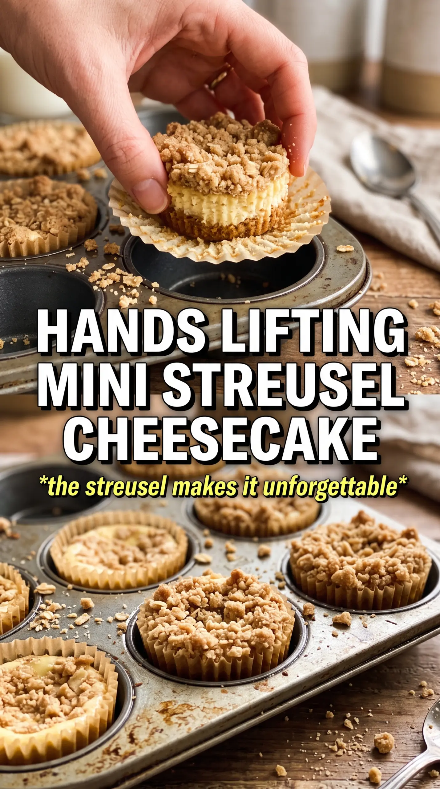 Mini Pumpkin Cheesecakes With Streusel Topping, creamy spiced, crumbly