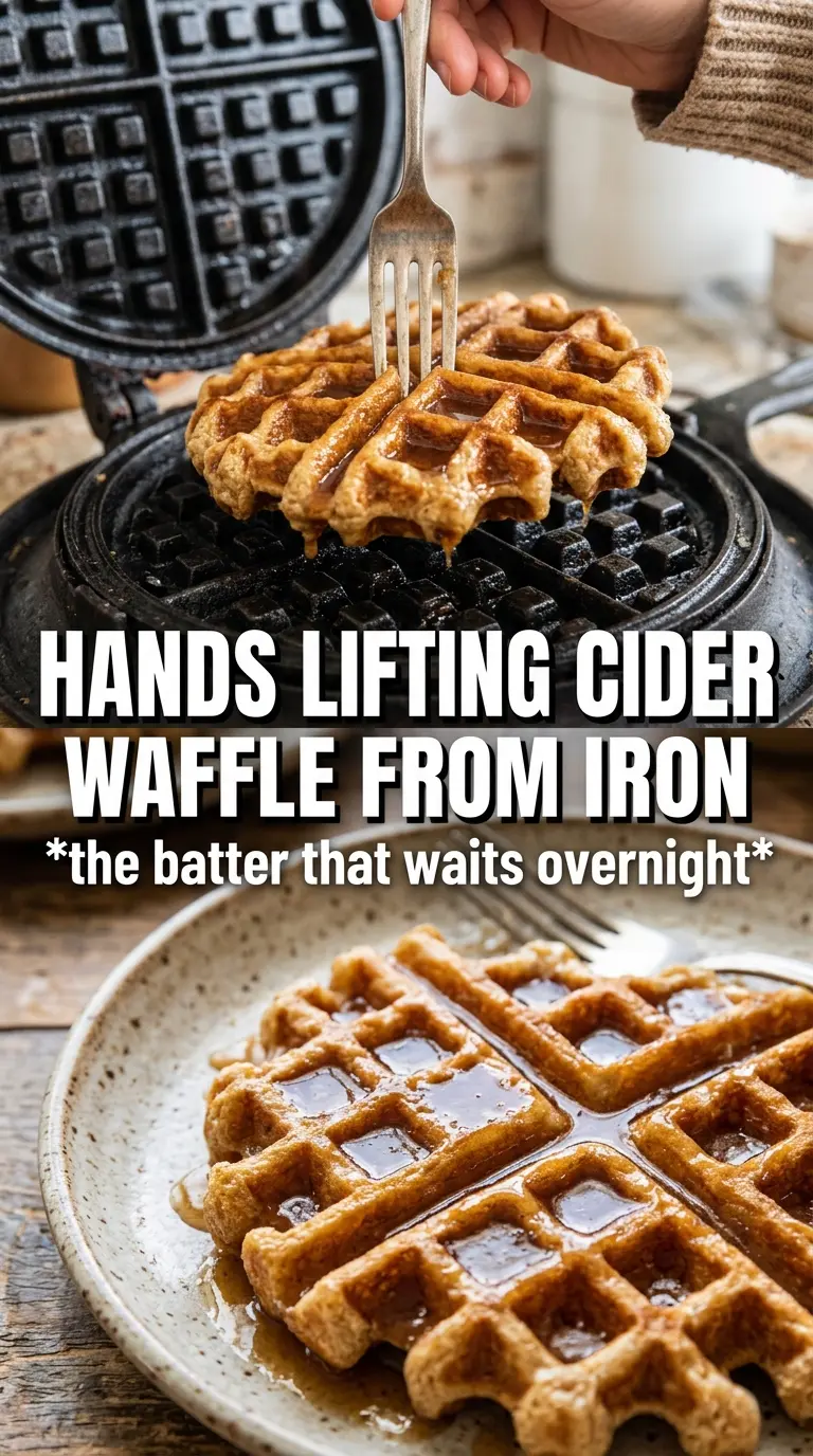 Overnight Cider Pumpkin Waffles deeply golden caramel-drizzled