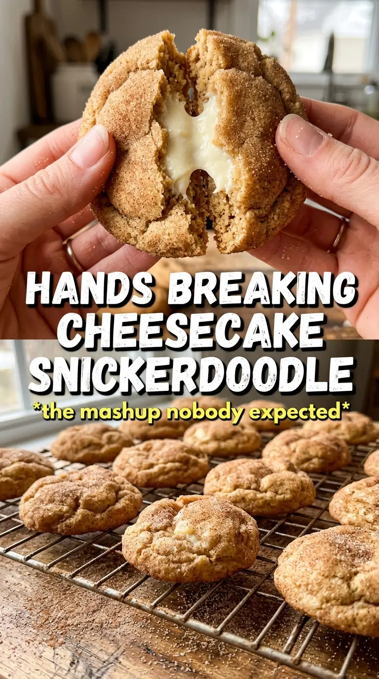 Pumpkin Cheesecake Snickerdoodle Cookies with tangy center