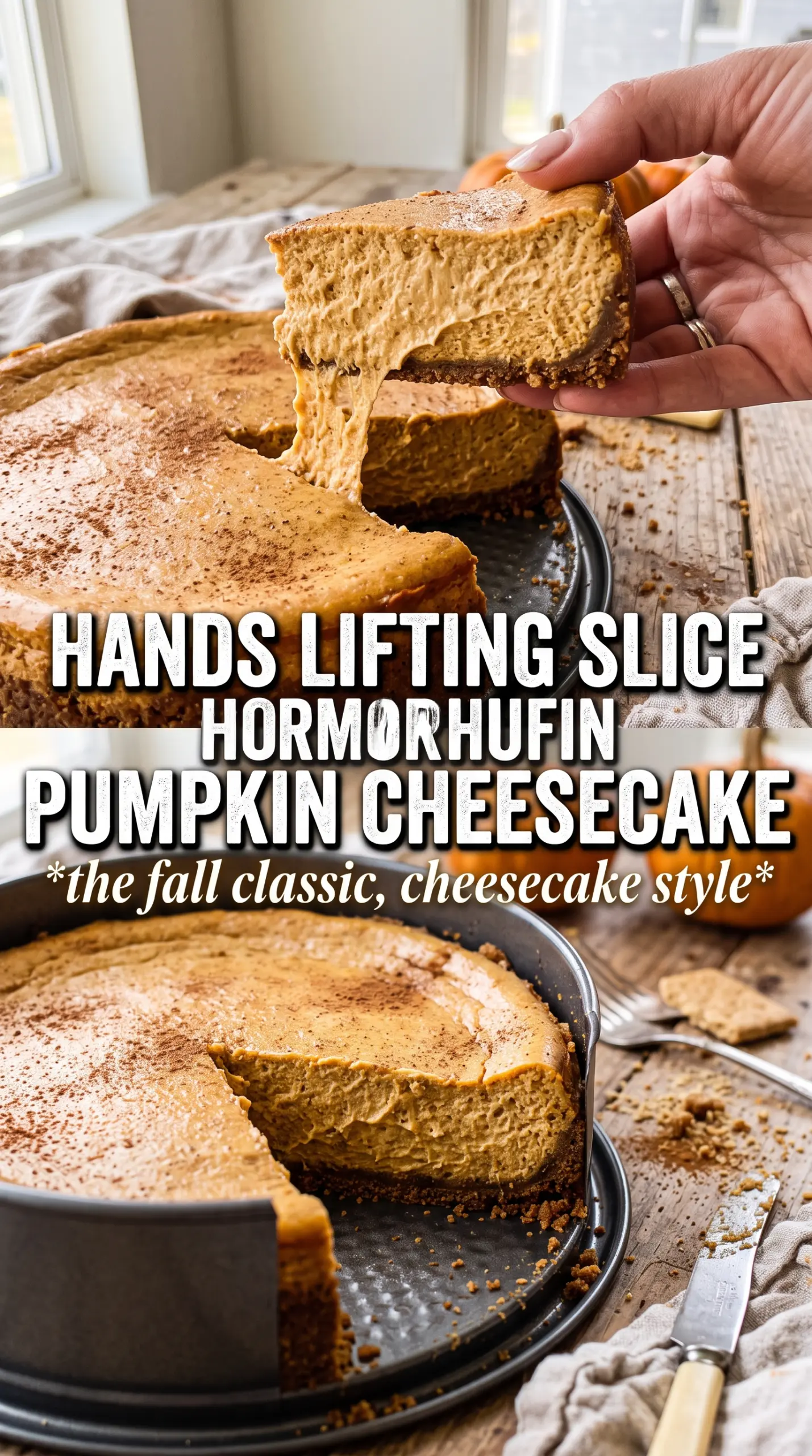 Pumpkin cheesecake silky spiced gingersnap crust