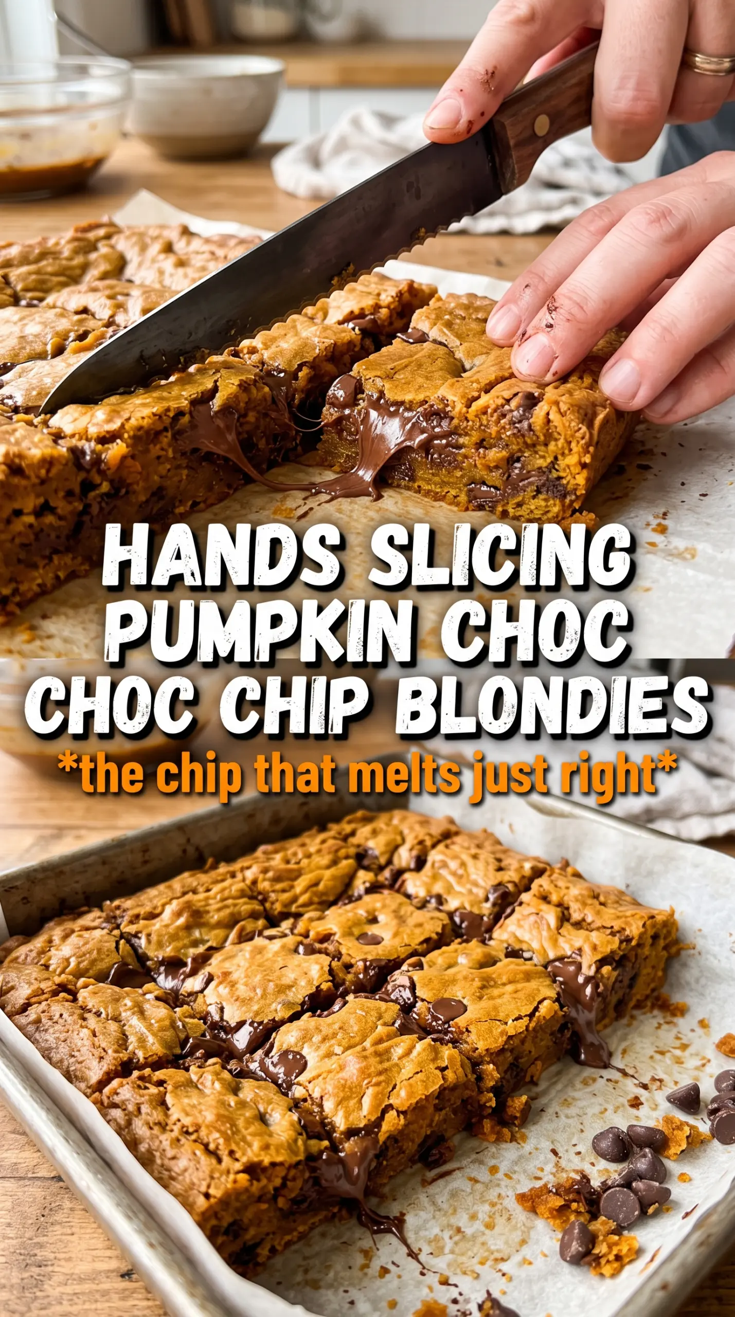 Pumpkin Chocolate Chip Blondies golden chewy chocolatey