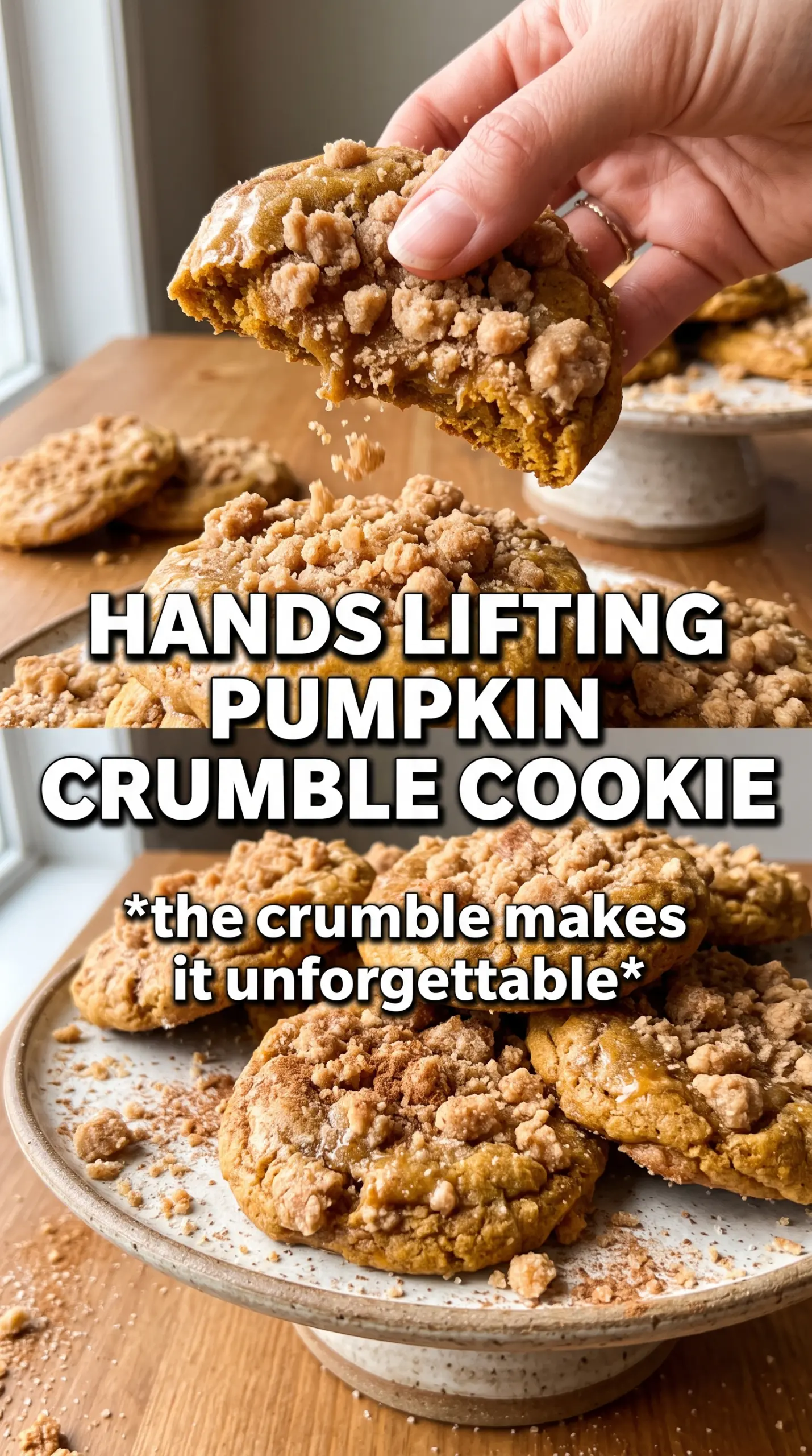 Pumpkin Cinnamon Crumble Cookies golden streusel cream cheese glaze
