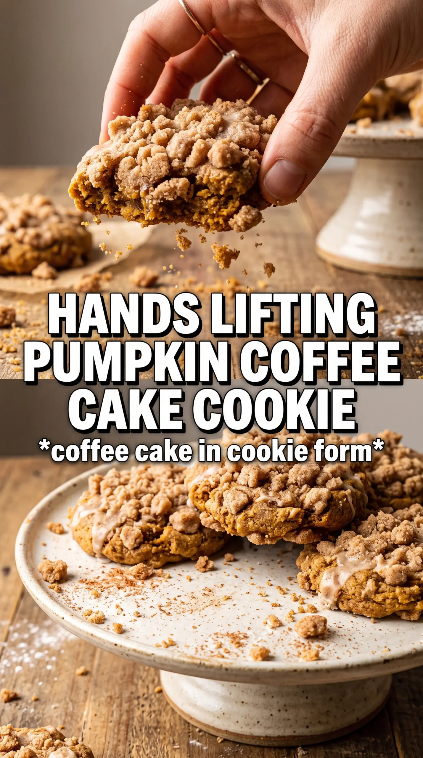 Pumpkin Coffee Cake Cookies streusel glaze
