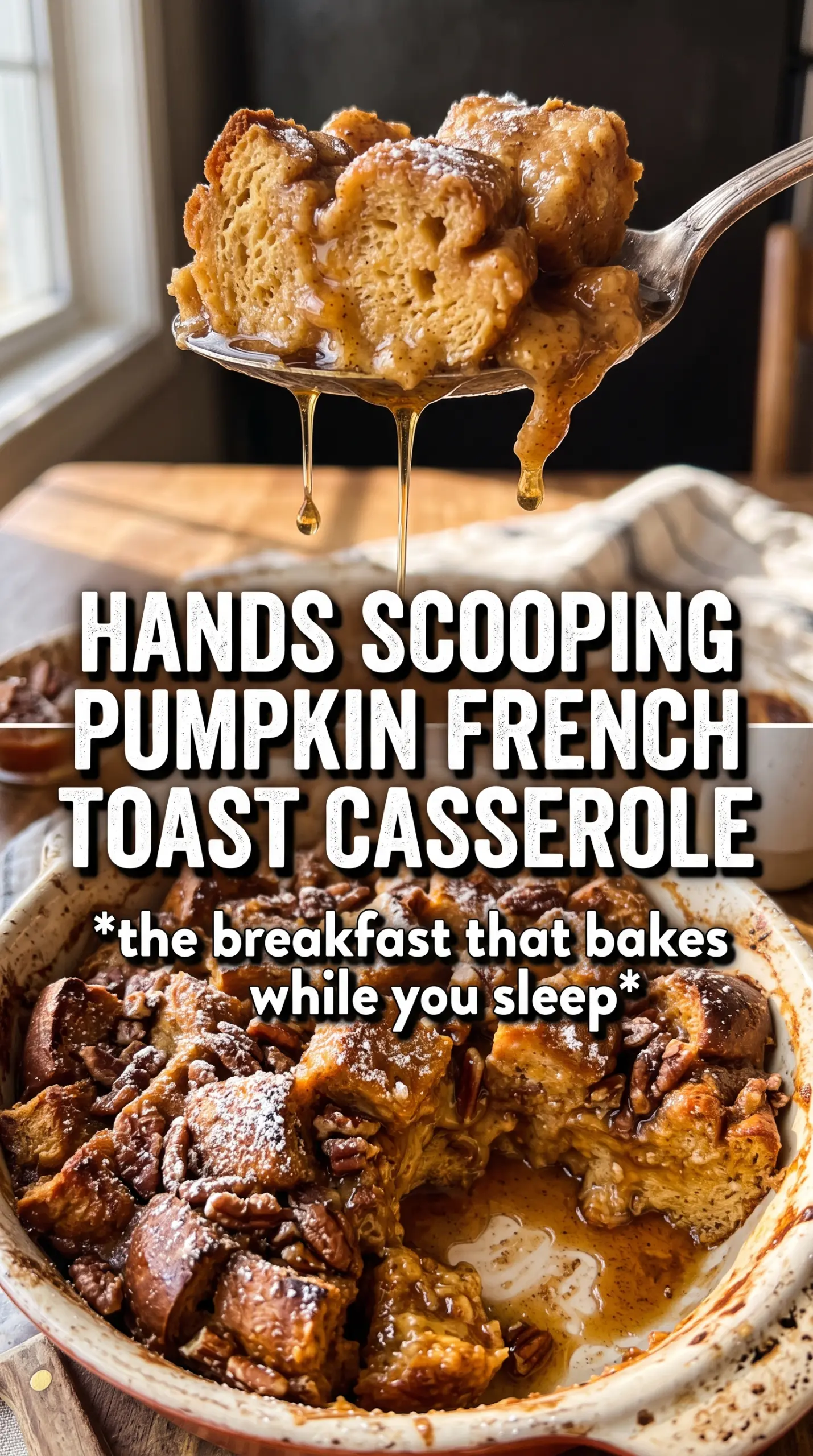 Pumpkin French toast casserole golden streusel