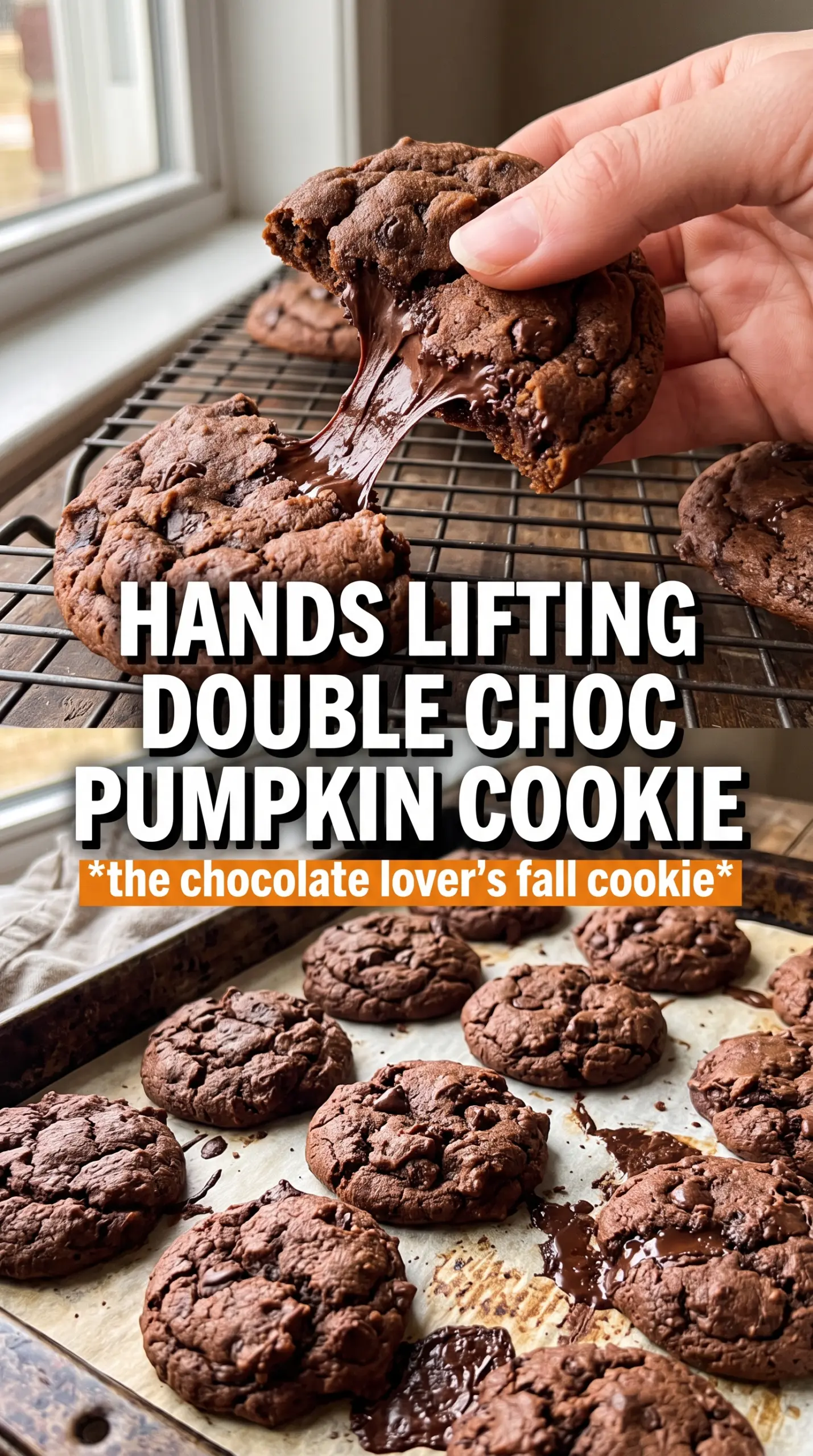Pumpkin Spice Double Chocolate Chip Cookies fudgy chocolatey spiced