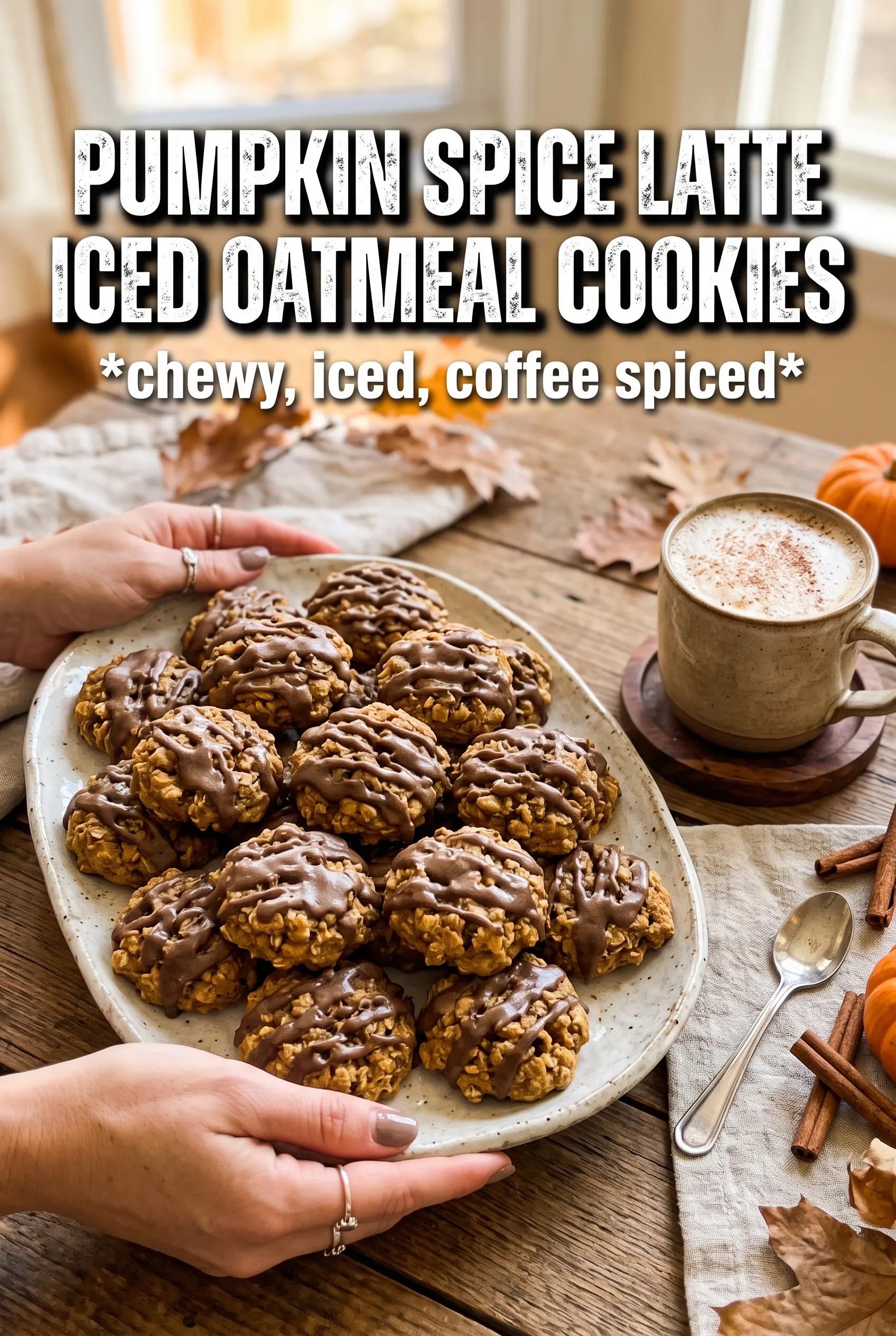 Pumpkin Spice Latte Iced Oatmeal Cookies